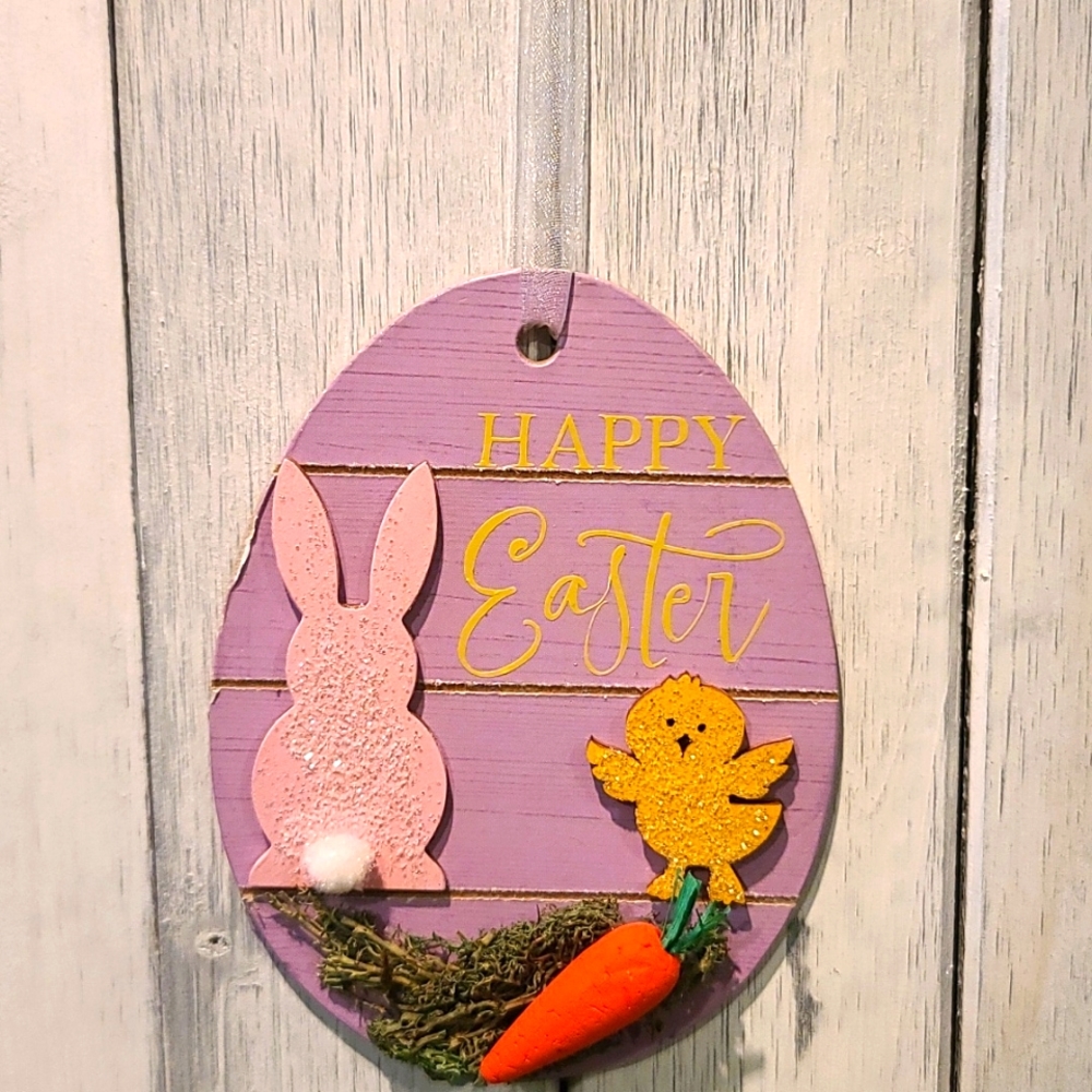 Easter Sign with Ribbon - Mailable- Great wall hanging or Easter card gift